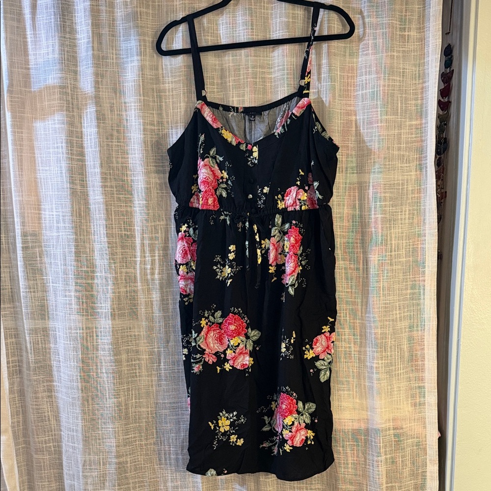 Torrid Floral Black Dress with Pink and Yellow Accents